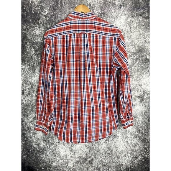 Izod Perform X Orange/ White /Blue Plaid Button Down Shirt Men's Medium - Picture 12 of 12